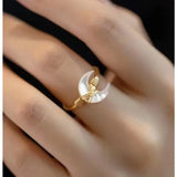 Daiiibabyyy  1pc Bohemian Style Moon Shaped Adjustable Ring Vintage Celestial Jewelry for Daily Wear & Party Occasions
