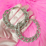 Daiiibabyyy  Y2K Shiny Crystal Splice Chains Earrings Korean Fashion Hoop Earrings Women Punk Charms Vintage Jewelry Boho Accessories