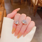 Daiiibabyyy New Exquisite Love Heart Zircon Planet Earrings Women Ins Light Luxury High Sense Hundred Earring Party Jewelry Gifts