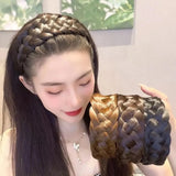 Daiiibabyyy New Fashion Wigs Broadside Hair Band Korean Versio Women's High Head Braided Headband Hair Accessories