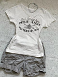Daiiibabyyy  Letter Print V Neck T-shirt Short Sleeved Women Summer Design Sense Slim Fit Slimming Top Girl Ins Trend