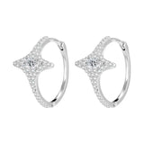 Daiiibabyyy  Shining Rhinestone Cross Star Hoop Earrings for Women Fashion Geometric Metal Circular Ear Buckle Earrings Y2K Jewelry Gifts