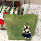 Daiiibabyyy  Summer Waterproof Pvc Transparent Tote Bag with Small Purse Women Jelly Shoulder Bag Beach Vacation Daily Travel Casual Shopper