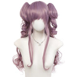 Daiiibabyyy  Synthetic Purple Wig for Cosplay Curly Wavy Hair Wig with Hair Bangs 26inch Long Roman Roll Wig for Women Daily Party Use