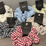 DAIIIBABYYY  -  Satin Silk Scrunchies for Hair Free Shipiping Ties Romantic Plaid Pattern Korean Fashion Hairstyle  Elastic Hair Rubber Bands