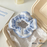Daiiibabyyy  Korean Stripe Hair Scrunchies Tie Elegant Simple Large Hair Ropes Rubber Bands Ponytail Headwear Hair Accessories For Girls New