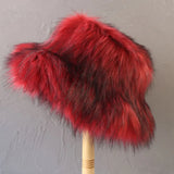 Daiiibabyyy  Winter Oversize Luxury Fluffy Raccoon Fur Bucket Hats for Women Retro Plush Warm Fisherman Hat Wide Brim Thickened Panama Cap