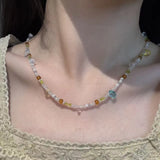 Daiiibabyyy  Vintage Bohemian Style Woven Rice Beads Beaded Necklace Women's Fashion Simple Design Holiday Party Accessories Gift