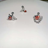 DAIIIBABYYY  -  1PC Heart CZ Devil Helix Piercing Cartilage Babell Wine red Zirconia Flat Piercing Earing Body Piercing Jewelry for Women 0.8mm