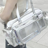 Daiiibabyyy  Sweet One Shoulder Tote Ita Bag Women's Fashionable Versatile Y2k Multi Style Large Capacity Transparent Outer Bag Crossbody Bag