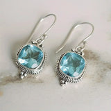 Daiiibabyyy  1 Pair of Elegant Retro Earrings Set with Blue Synthetic Zirconia, Suitable for Daily and Party Wear, Versatile Throughout