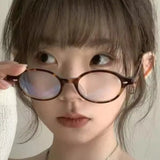 DAIIIBABYYY  -  Y2K Girls Retro Oval Frame Glasses Women Female Leopard Cool Eyewear Trend Brand Reading Computer Anti Blue Light Eyeglasses