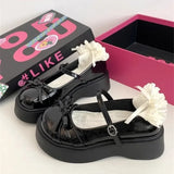 Daiiibabyyy  Women's Shoes Brand Mary Janes Women's High Heels Fashion Butterfly-knot Dress Pumps Women New Round Toe Platform Heels