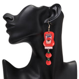 Daiiibabyyy  Cute Red Tomato Jam Bottle Long Drop Earrings for Women Funny Acrylic Cartoon Dangle Earrings Creative Jewelry Gifts