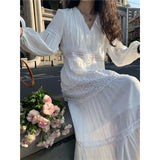 DAIIIBABYYY  -  Bohemian Skirt Early Autumn New French Sweet and Gentle Long First Love Stunning Lace Dress for Women