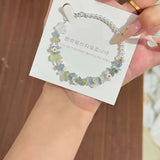 Daiiibabyyy  Sweet Pearl Flower Bracelets for Women Exquisite Colorful Irregular Crystal Gravel Beaded Charm Bracelets Wedding Jewelry