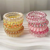 DAIIIBABYYY  -  6pcs Sweet Cute Colorful Spiral Hair Ties Resin Jelly Coil Hair Rings Elastic Women Girls Ponytail Holders Hair Accessories