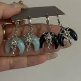 Daiiibabyyy  Gothic punk acrylic moon irregular pendant earrings y2k jewelry
