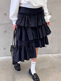 DAIIIBABYYY  -  South Korea Chic Spring Skirts Sweet Temperament High Waist White Layered Patchwork Irregular Cake Skirt Female Faldas