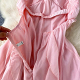 DAIIIBABYYY  -  Retro Ruffle chiffon halter off shoulder backless Dress asymmetrical Casual sweet High Waist evening Women Summer dresses