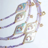 Daiiibabyyy  Natural moon and star purple beaded chain, fresh and elegant, fashionable accessory