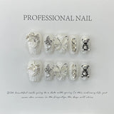 Daiiibabyyy 10PCS Handmade Press On Nails retro floral cat eye smudged Design Fake Nail Full Cover Artificial Manicure Wearable false nails