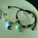 DAIIIBABYYY  -  2pc Luminous Cat Star Moon Cross Charms Bracelet Set Couple Adjustable Woven Rope Friendship Bracelet For Women Men Jewelry Gift