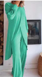 DAIIIBABYYY  -  Women's Long Sleeved Set Wide Leg Pants Set Irregular Fashion Casual Cross Size Two-piece Set