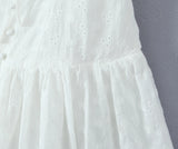 Daiiibabyyy  Sexy White Emboridery Flower Bow Ruched Chest Elastic Strap Mini Tank Dress Low Waist Spliced Folded Swing Women Sleeveless Robe