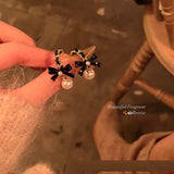 Daiiibabyyy  luxury earrings big brand Bowknot Pearl Earrings New Retro ear accessories Autumn and Winter Versatile Sweet earrings