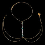 Daiiibabyyy  Hot Sale Green Square Rhinestone Crystal Tassel Long Body Chain for Women Gold Silver Plated for Beach Party Jewelry