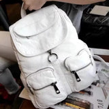 Daiiibabyyy  Pu Soft Leather Solid Backpack Vintage Y2k Aesthetic All Match Schoolbags Casual Simple Ins Backpacks for Women Students Fashion