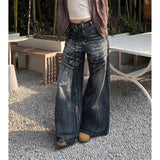 Daiiibabyyy   -  Women Jeans Oversize Hip-hop Fashion Vintage Streetwear Y2K Wide Leg Jean High Waist 2024 Boyfriend Trouser Baggy Denim Pants