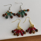 Daiiibabyyy  Chinese Style Mix Color Natural Stone Wood Beads Strand Dangle Earrings for Women Gold Silver Plated Alloy Daily Jewelry