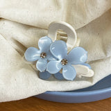 Daiiibabyyy  Korean Flower Hair Claw Clips for Women Blue Acrylic Acetate Hair Clips Cute Hair Accessories Girls Grip Crab Clamp Headwear