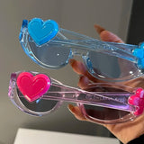 DAIIIBABYYY  -  Retro Y2K Style Oval Sunglasses for Women Fashion Heart Sports Goggles Popular Pink Cat Eye Sun Glasses Ladies Gafas De Sol