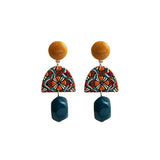 Daiiibabyyy  Vintage Bohemia Yellow and Blue Geometric Circle Acrylic Earrings for Women Charm Fashion Baroque Stud Jewelry Accessories Gifts