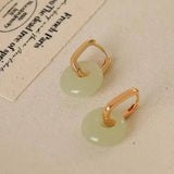Daiiibabyyy  Elegant Imitation Hotan Jade Hoop Earrings for Women New Fashion Temperament Party Earring Jewelry Gifts