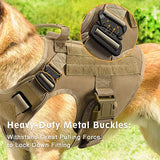 Daiiibabyyy Military MOLLE Tactical Dog Harness Leash Set Metal Buckle Pet Training Vest for Big Dogs German Shepherd Malinois Labrador