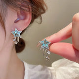 Daiiibabyyy  Star Zircon Earrings for Women Creative Delicate Ear Hook Temperament Luxury Fashion High Sense Sparkle Unique Jewelry