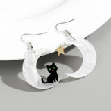 Daiiibabyyy  Halloween Cute Acrylic Star Moon Skull Cat Drop Earrings Fashion Resin Big Animals Earring for Women Girls New Jewelry Gift