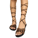 Daiiibabyyy  Female Shoes Plus Size Ankle-wrap Women's Sandals Summer Daily Sandals Women Round Toe Flat with Lace Up Hot Sale Shoes
