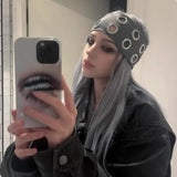 DAIIIBABYYY  -  Punk Style Girl Hollowed Out Eyelets Wide Elastic Headband Demo Punk Grunge Stretchy Headbands Casual Hair Accessory