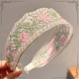 Daiiibabyyy  1/3pcs Elegant Chiffon Embroidery Flower Hairband – Sweet Floral Headband Turban Hoop for Women Fashion Hair Accessories