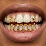 Daiiibabyyy  Polygon Zirconia Three-Piece Braces - Star-Shaped Fashionable And Unique Dental Ornaments - HIPHOP Versatile Dental Accessories