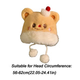 Daiiibabyyy  Cute Fluffy Fur Plush Ear Protection Cap Windproof Thick Keep Warm Headgear Cartoon Sheep Winter Warm Hat Women Fashion