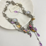 DAIIIBABYYY  -  New Colorful Stereoscopic Butterfly Pendant Necklace for Women Girls Fashion Handmade Beaded Clavicle Necklace Jewelry Gifts