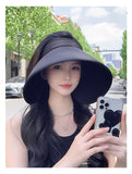 Daiiibabyyy Summer Empty Top Straw Hat For Women Bowknot Wide Brim Floppy Panama Hats Female Lady Visor Cap Outdoor Foldable Beach Sun Caps