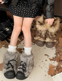 Daiiibabyyy  Plush Round Toe Women's Snow Boot Lace-Up Thick Bottom Keep Warm In Winter Women Boots Fashion Outdoors Young