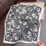 DAIIIBABYYY  -  70cm Floral Printed Square Scarf - Lightweight Silk Fashion Accessory For Women, Elegant Neck Head Wrap Shaw
